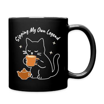 Meine eigene Legende schlürfen – gemütliche Kunstkatze - Tasse einfarbig - Schwarz - Rechts