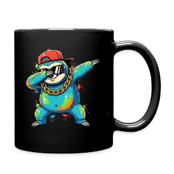 Dabbing Faultier mit Cap Street Art Design - Tasse einfarbig - Schwarz - Rechts