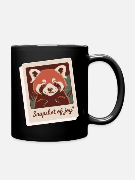 Red Panda Snapshot Joy - Full Colour Mug - black