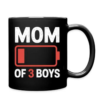 Batterie-Grafik von Mutter von 3 Jungen - Tasse einfarbig - Schwarz - Rechts