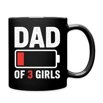 Dad of 3 Girls Battery Low - Full Colour Mug - black - Right