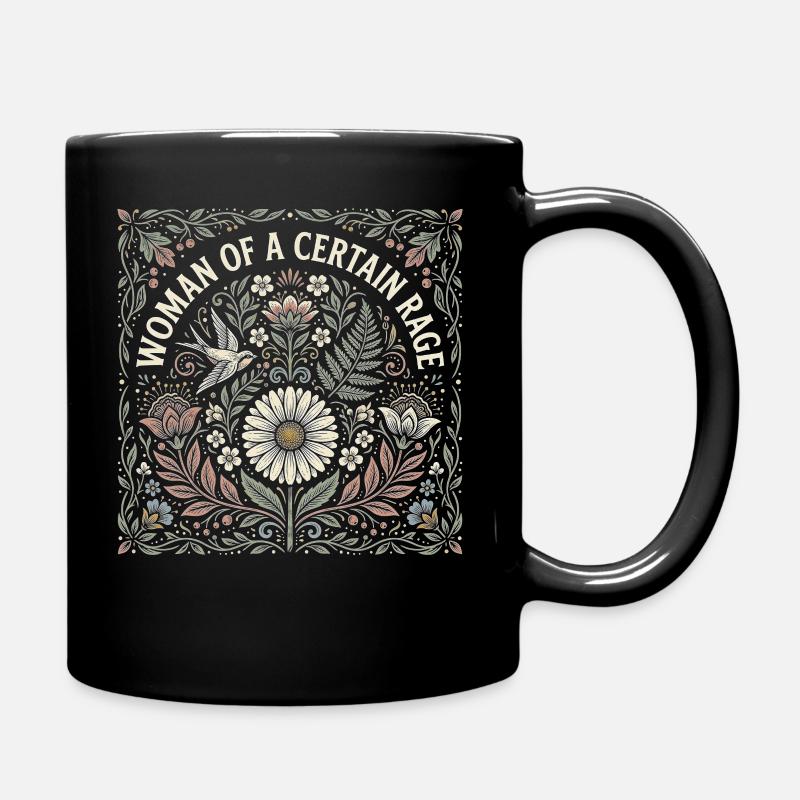 Femme au motif floral de rage - Mug uni - noir