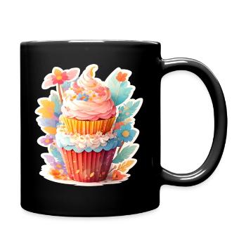 Flower Cupcake - Full Colour Mug - black - Right