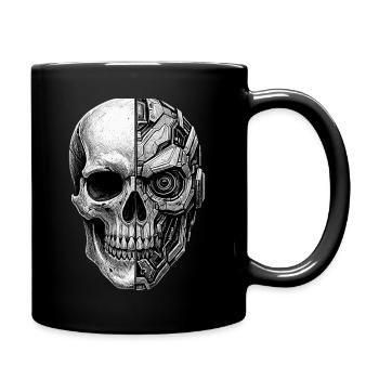 Halb Totenkopf Halber Roboter Cyborg Skull sticker - Tasse einfarbig - Schwarz - Rechts