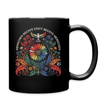 Menschenrechte statt Rechte Menschen Statement - Tasse einfarbig - Schwarz - Rechts