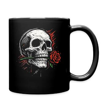 Tatouage des éventails de rock en forme de crâne gothique en rose - Mug uni - noir - Droite