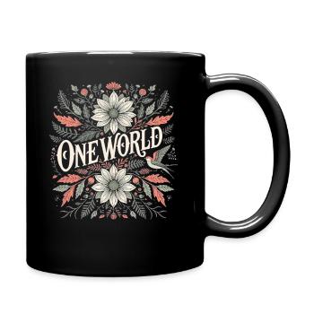 One World Floral Vintage Peace Festival Outfit - Tasse einfarbig - Schwarz - Rechts