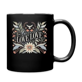 Love Love Floral Romantic Shirt Vintage Flower - Tasse einfarbig - Schwarz - Rechts