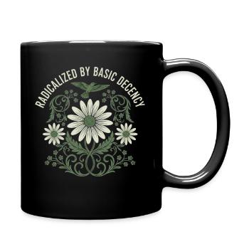 Radicalized by Basic Decency Vintage Flower Shirt - Full Colour Mug - black - Right