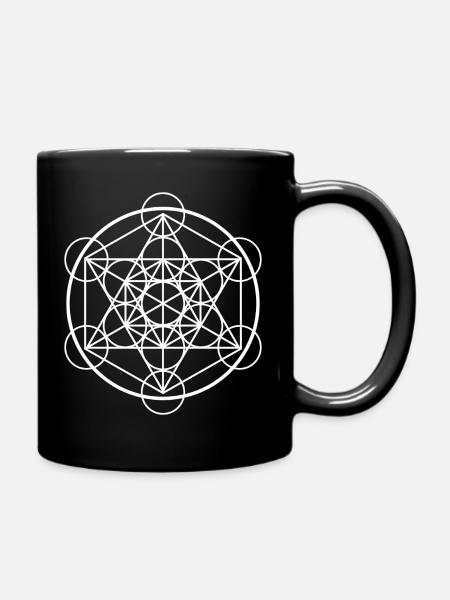 Metatron Cube Sacred Geometry - Full Colour Mug - black