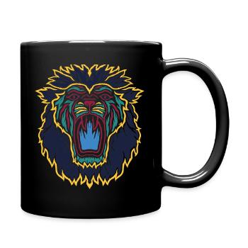 Löwenkopf Neonroar Kunstprint - Tasse einfarbig - Schwarz - Rechts