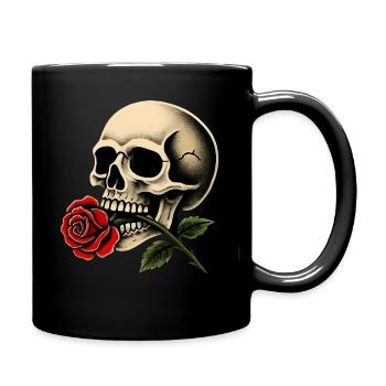 Motif de la rose de crâne pour femmes et fans gothiques - Mug uni - noir - Droite