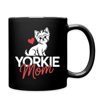 Yorkie Mom Herzlogo Design - Tasse einfarbig - Schwarz - Rechts