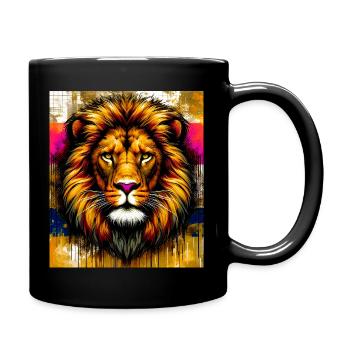 Löwe - Tasse einfarbig - Schwarz - Rechts