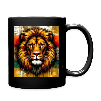 Löwe - Tasse einfarbig - Schwarz - Rechts