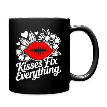Kisses heal everything - Full Colour Mug - black - Right