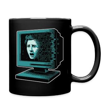 Retro-Computer Schrecken-  Retroglitch KI - Tasse einfarbig - Schwarz - Rechts