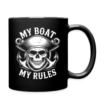 My Boat My Rules - Skull Nautical Motif - Full Colour Mug - black - Right