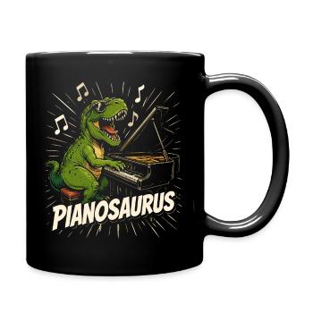 Spaßiger Pianist-Dinosaurier - Tasse einfarbig - Schwarz - Rechts
