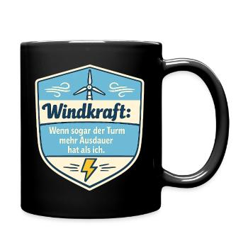 Windkraft Spruchschild Humor - Tasse einfarbig - Schwarz - Rechts