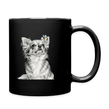 Chihuahua avec motif de chien papillon - Mug uni - noir - Droite