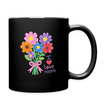Bleistiftstrauß für Mama - Tasse einfarbig - Schwarz - Rechts
