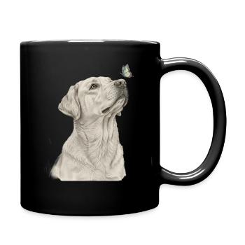 Labrador avec motif de chien papillon - Mug uni - noir - Droite