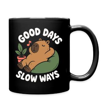 Good Days Slow Ways Capybara - Full Colour Mug - black - Right