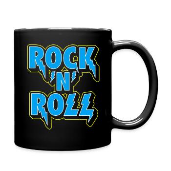 Rock 'n' Roll typografisches 3D-Logo - Tasse einfarbig - Schwarz - Rechts