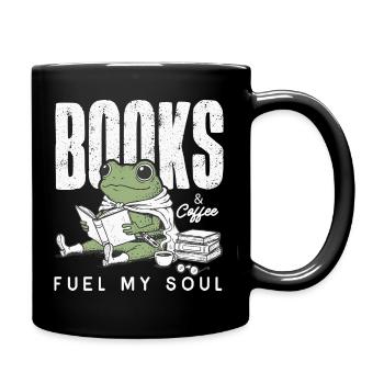 Bücherfrosch & Kaffee Bücherwurm Leseratte Buch - Tasse einfarbig - Schwarz - Rechts