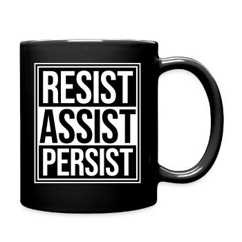 Resist Assist Persist Activism Motivation Logo - Full Colour Mug - black - Right