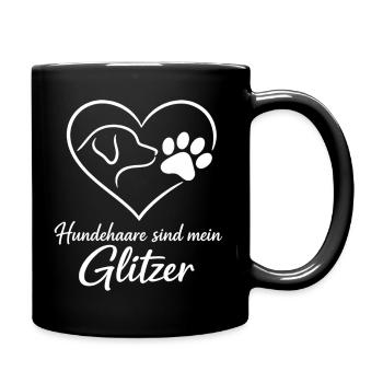 Hundehare Glitzerherz Motiv - Tasse einfarbig - Schwarz - Rechts