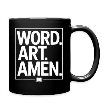 Word Art Amen Typography - Tasse einfarbig - Schwarz - Rechts