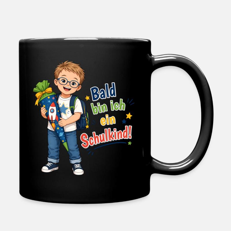 Bald bin ich ein Schulkind – Down Syndrom Junge - Tasse einfarbig - Schwarz