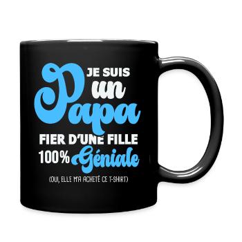 papa fier fille père et fille fête des pères - Mug uni - noir - Droite