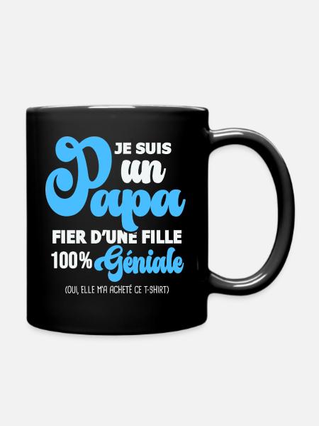 papa fier fille père et fille fête des pères - Mug uni - noir