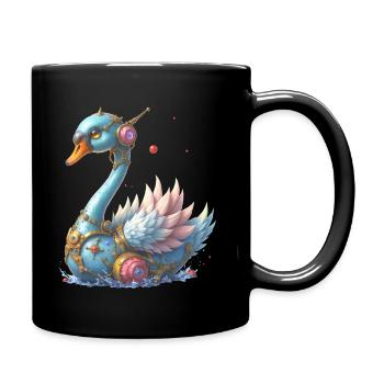 Blauer Mechanischer Schwan - Tasse einfarbig - Schwarz - Rechts