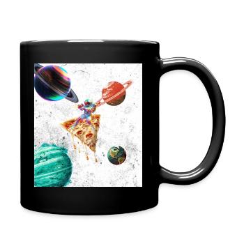 Astronaut Rides Pizza Space T-Shirt - Full Colour Mug - black - Right