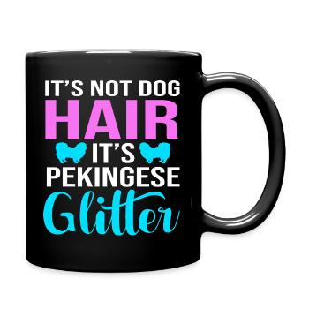Pekinese Hund - Tasse einfarbig - Schwarz - Rechts
