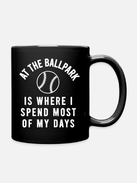 Spend my days at the baseball park - Full Colour Mug - black
