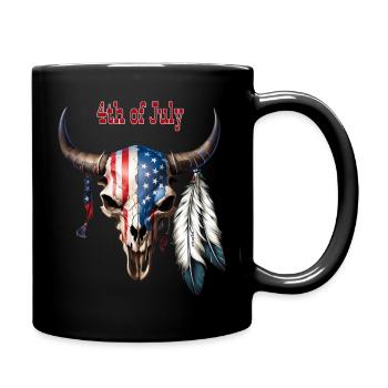 US 250th Anniversary – Freedom Skull Western Style - Full Colour Mug - black - Right