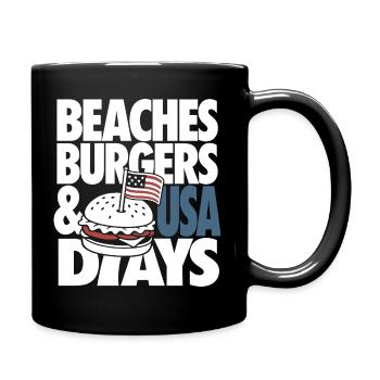 Beaches Burgers USA Days Design - Tasse einfarbig - Schwarz - Rechts