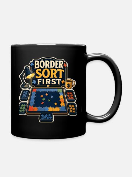 BORDER SORT FIRST - Full Colour Mug - black