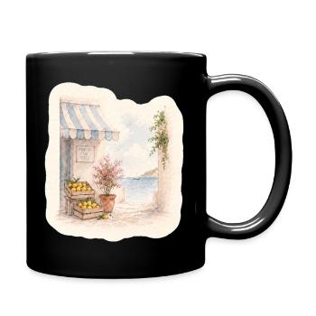 Zitronen am Meer – Markt des Südens - Tasse einfarbig - Schwarz - Rechts