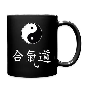YinYang Tao with lettering Aikido - Full Colour Mug - black - Right