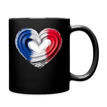 Motif éventail du drapeau du cœur de la France Bleu Blanc Rouge - Mug uni - noir - Droite