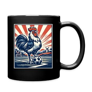 Frankreich Hahn Fußball Fan Motiv Wappentier  - Tasse einfarbig - Schwarz - Rechts