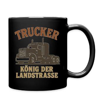 Trucker König der Landstraße - Tasse einfarbig - Schwarz - Rechts