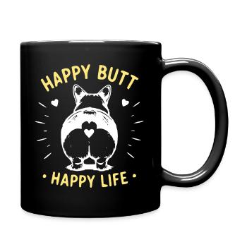 Fesses heureuses – vie heureuse - Mug uni - noir - Droite