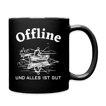 Angeln Genuss - Tasse einfarbig - Schwarz - Rechts